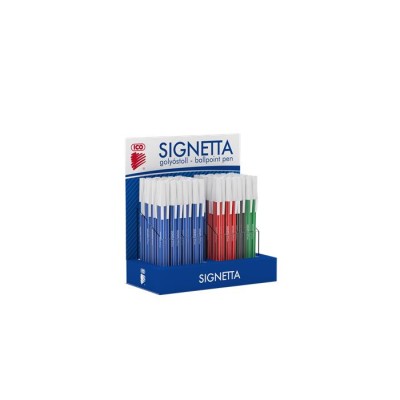 Golyóstoll display, 0,7 mm, kupakos, ICO "Signetta", 4 különböző szín