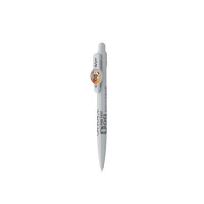 Golyóstoll display, 0,8 mm, nyomógombos, kutyás tolltest, ICO "Dog", kék