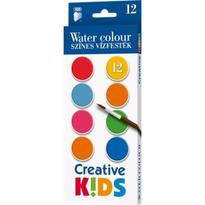 Vízfesték, 12 darabos, 28 mm, ICO "Creative Kids"