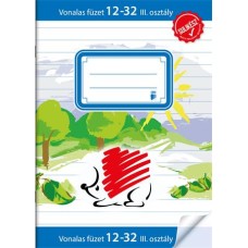 Füzet, tűzött, A5, vonalas, 32 lap, 3. osztály, ICO "Süni Sulikész", "12-32"