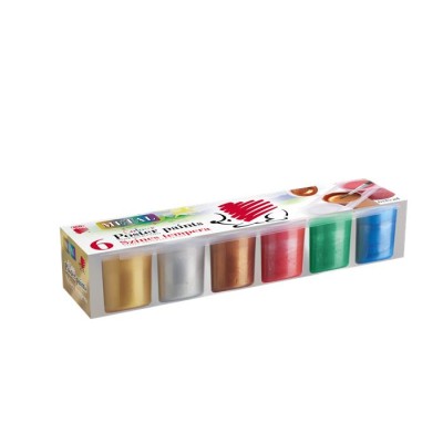 Tempera készlet, tégelyes, ICO "Süni", 6 különböző metal szín
