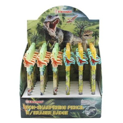 Tolóbetétes ceruza radírral display, HB, ICO "Bensia", dinoszaurusz