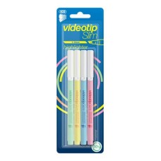 Szövegkiemelő készlet, 1-3 mm, ICO "Videotip Slim", 4 különböző pasztell szín