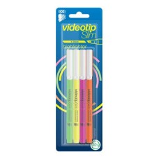 Szövegkiemelő készlet, 1-3 mm, ICO "Videotip Slim", 4 különböző szín