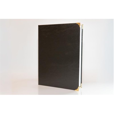 Oklevéltartó, A4, exkluzív, műbőr, 4 fém sarokkal, fekete