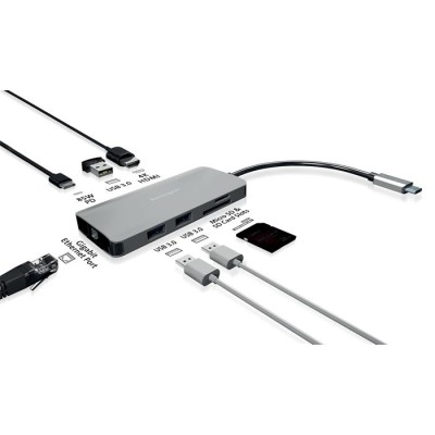 Dokkoló, 8 port, USB-C, KENSINGTON "UH1400P"