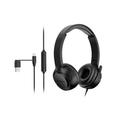 Fejhallgató, mikrofonnal, KENSINGTON "H950 EQ USB-C/USB-A", fekete