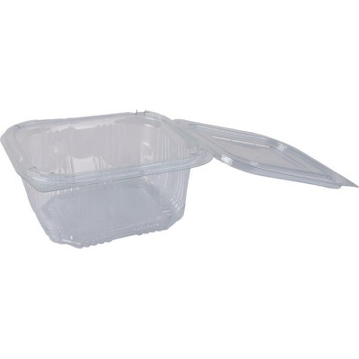 Ételtároló doboz, egybefedeles, műanyag, szögletes, 500 ml, 100 db, "Party", víztiszta