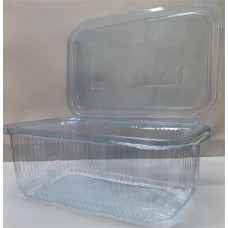 Ételtároló doboz, egybefedeles, újrahasznosított műanyag, szögletes, 1000 ml, 100 db, "Party", víztiszta