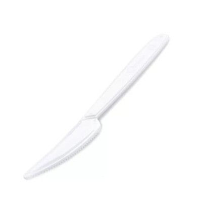 Kés, műanyag, többször használatos, 18 cm, 50 db, fehér