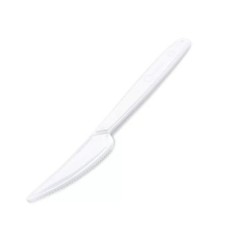 Kés, műanyag, többször használatos, 18 cm, 50 db "Premium", fehér