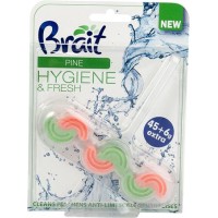 WC tisztító blokk, 2 fázisú, 45 g, "Brait Hygiene and fresh", fenyő