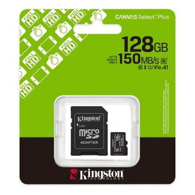 Memóriakártya, microSDXC, 128GB, C10/UHS-I/U1/V10/A1, Gen3, adapter, KINGSTON "Canvas Select Plus" Memóriakártya, microSDXC, 128GB, C10/UHS-I/U1/V10/A1, Gen3, adapter, KINGSTON "Canvas Select Plus"