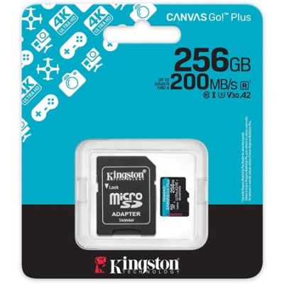 Memóriakártya, microSDXC, 256GB, C10/UHS-I/U3/V30/A2, Gen4, adapter, KINGSTON "Canvas Go! Plus" Memóriakártya, microSDXC, 256GB, C10/UHS-I/U3/V30/A2, Gen4, adapter, KINGSTON "Canvas Go! Plus"