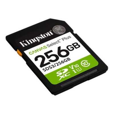 Memóriakártya, SDXC, 256GB, C10/UHS-I/U1/V10, Gen3, KINGSTON "Canvas Select Plus"