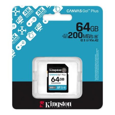 Memóriakártya, SDXC, 64GB, C10/UHS-I/U3/V30, Gen4,KINGSTON "Canvas Go! Plus" Memóriakártya, SDXC, 64GB, C10/UHS-I/U3/V30, Gen4,KINGSTON "Canvas Go! Plus"