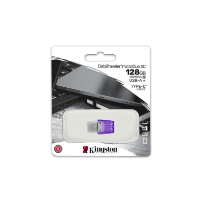 Pendrive, 128GB, USB 3.2, USB/USB-C, KINGSTON "DT MicroDuo 3C"