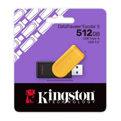 Pendrive, 512GB, USB 3.2 Gen1, KINGSTON "DataTraveler Exodia S", fekete-sárga