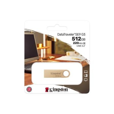 Pendrive, 512GB, USB 3.2 Gen1, KINGSTON "DataTraveler SE9 G3", arany Pendrive, 512GB, USB 3.2 Gen1, KINGSTON "DataTraveler SE9 G3", arany