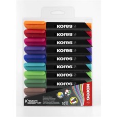 Alkoholos marker, 3 mm, kúpos, KORES "K-Marker XP1", 10 különböző szín