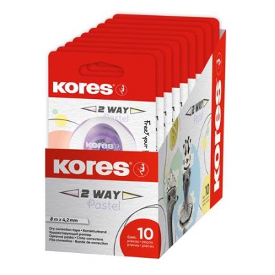 Hibajavító roller, 4,2 mm x 8 m, KORES "2WAY Pastel", vegyes pasztell színekben