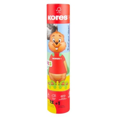 Színes ceruza készlet, háromszögletű, jumbo, 1 hegyezővel, KORES "KOLORES Twist & Turn", 12 különböző szín