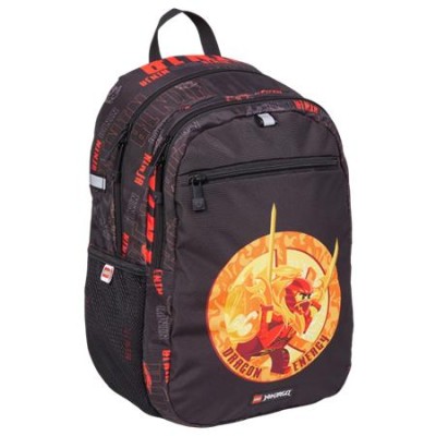Hátizsák, dupla rekeszes, LEGO "Ninjago Dragon Energy", fekete-mintás