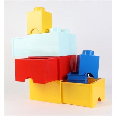 Tárolódoboz, szögletes, LEGO, sárga