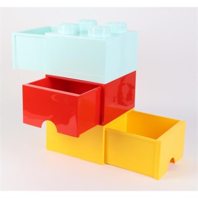 Tárolódoboz, fiókos, LEGO "Brick", vízkék