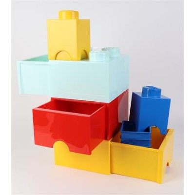 Tárolódoboz, fiókos, LEGO "Brick", vízkék