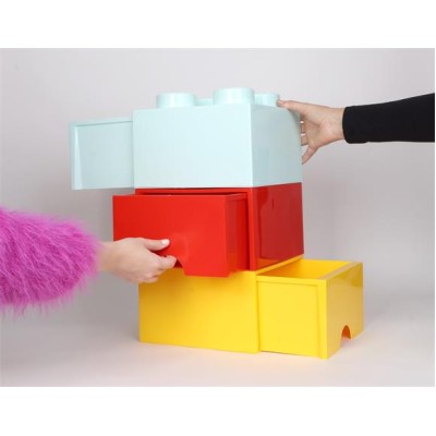 Tárolódoboz, fiókos, LEGO "Brick", vízkék