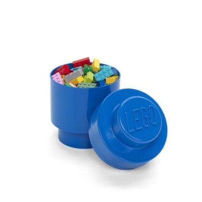 Tárolódoboz, henger, LEGO, kék