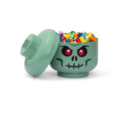 Tárolódoboz, fej, kicsi, LEGO, Green Skeleton