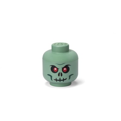 Tárolódoboz, fej, kicsi, LEGO, Green Skeleton