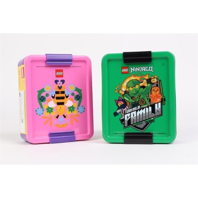 Uzsonnás doboz, LEGO "Bee", lila-rózsaszín-mintás