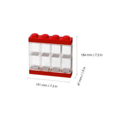 Gyűjtődoboz, minifiguráknak, 8 rekesz, LEGO, piros