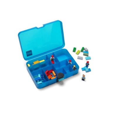 Tárolódoboz, rekeszes, LEGO, kék