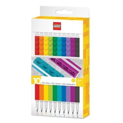 Zseléstoll készlet, 0,7 mm, kupakos, LEGO, 10 különböző szín