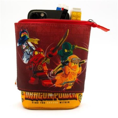 Tolltartó, cipzáras, pop-up, LEGO "Ninjago Dragon Power", piros-sárga-mintás