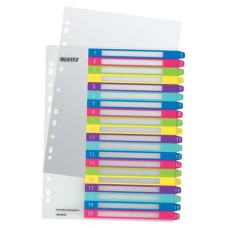 Regiszter, műanyag, A4 Maxi, 1-20, LEITZ "Wow"