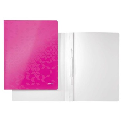 Gyorsfűző, laminált karton, A4, LEITZ "Wow", rózsaszín