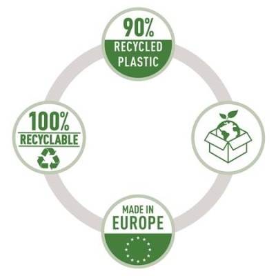 Genotherm, felül és belső oldalon nyitott, lefűzhető, A4, PP, 140 mikron, narancsos felület, LEITZ "Recycle"