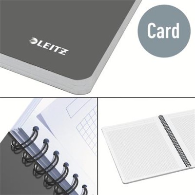 Spirálfüzet, A5, kockás, 90 lap, laminált karton borító, LEITZ "Office", szürke-kék Spirálfüzet, A5, kockás, 90 lap, laminált karton borító, LEITZ "Office", szürke-kék