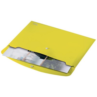 Irattartó tasak, A4, PP, patentos, LEITZ "Recycle", sárga