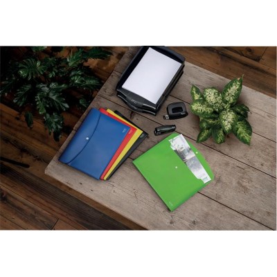 Irattartó tasak, A4, PP, patentos, LEITZ "Recycle", sárga
