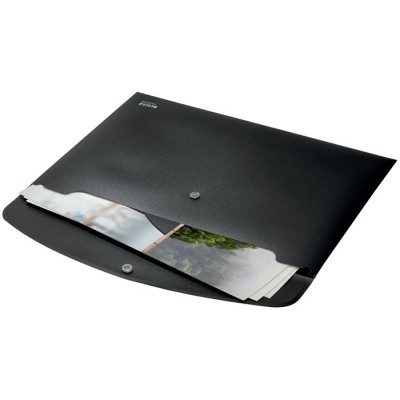 Irattartó tasak, A4, PP, patentos, LEITZ "Recycle", fekete