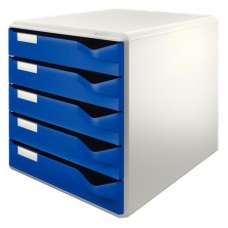 Irattároló, műanyag, 5 fiókos, LEITZ "Standard", kék
