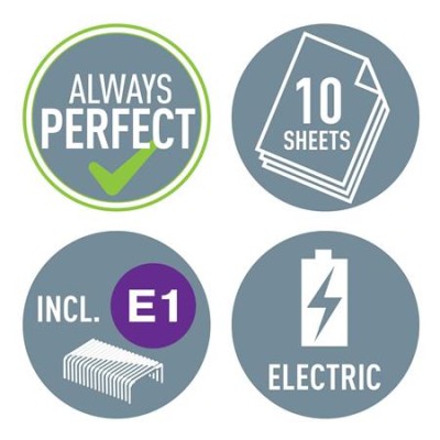 Tűzőgép, elektromos, No.10, 10 lap, LEITZ "Wow", sárga
