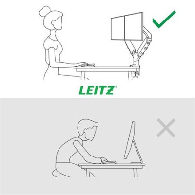 Monitortartó-kar, kettő monitorhoz, LEITZ "Ergo Dual", világosszürke