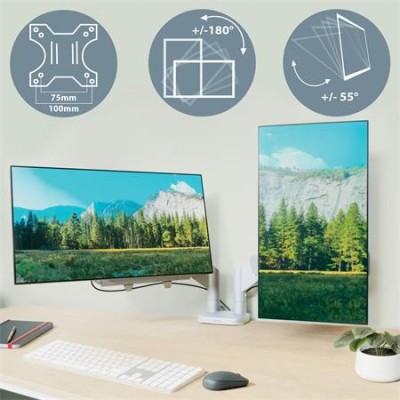 Monitortartó-kar, kettő monitorhoz, LEITZ "Ergo Dual", világosszürke